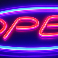 Open Neon Vägglampa Blå/Röd