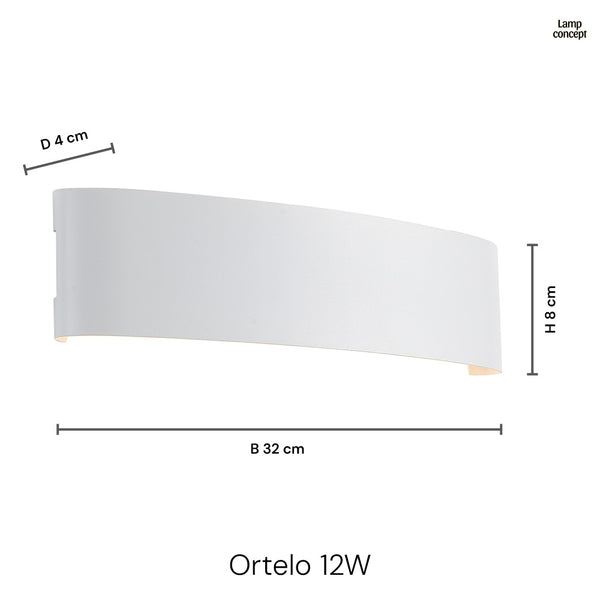 Ortelo 12W 32cm Væglampe Sort