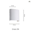 Ortelo 2W 7cm Vägglampa Utomhus Vit