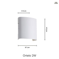 Ortelo 2W 7 cm Vägglampa Utomhus Vit