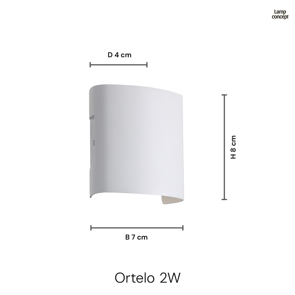 Ortelo 2W 7 cm Vägglampa Utomhus Vit