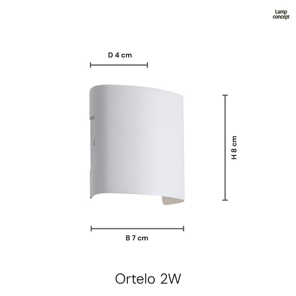 Ortelo 2W 7cm Vägglampa Utomhus Grå