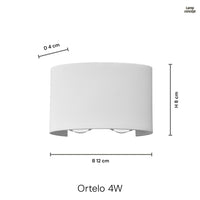 Ortelo 4W 12 cm Vägglampa Utomhus Vit