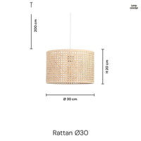 Rattan Taklampa Ø30