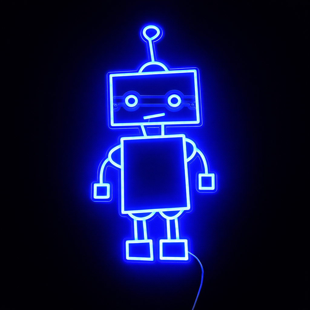 Robot Neon Vägglampa Blå