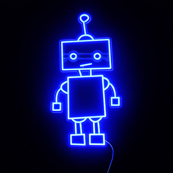 Robot Neon Vägglampa Blå