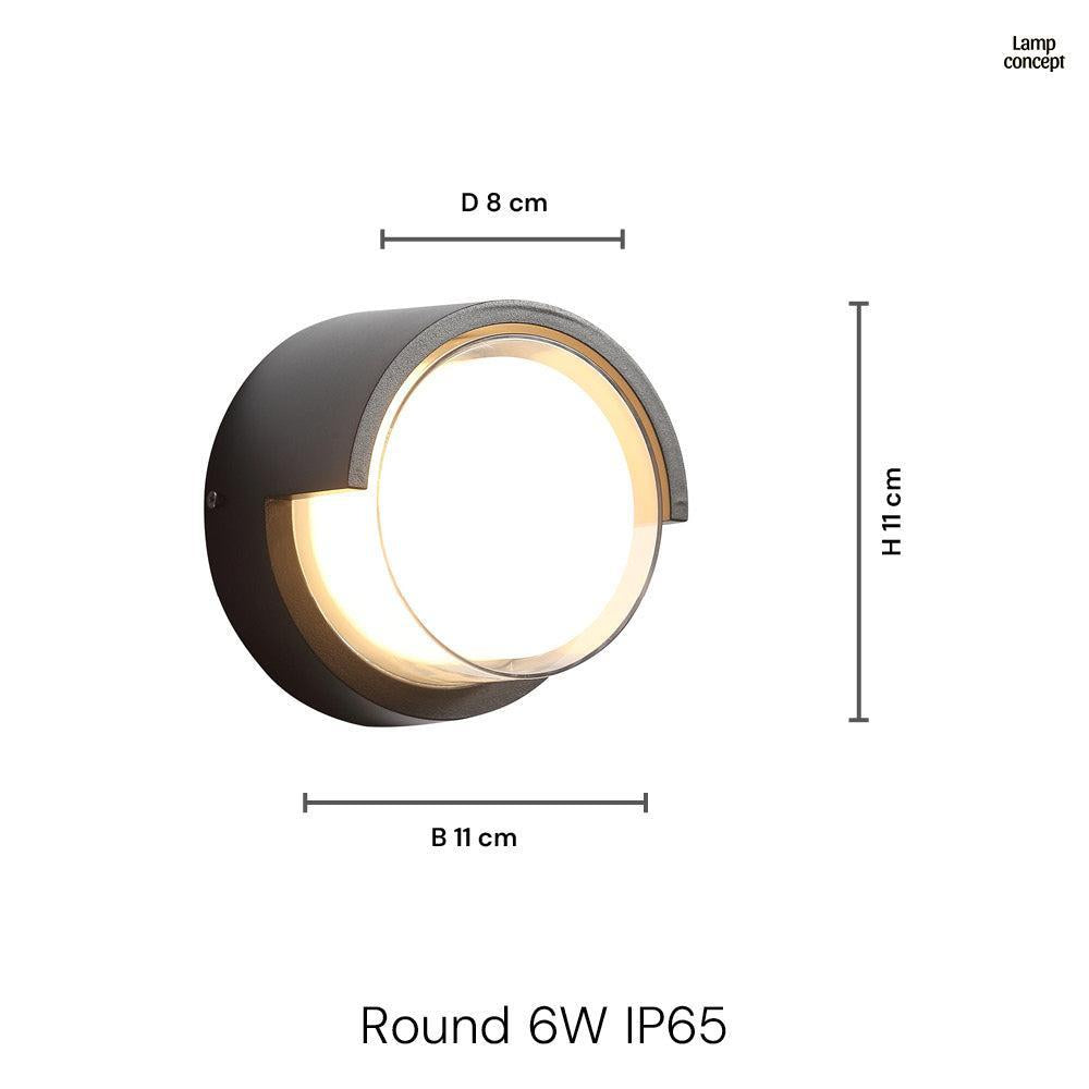 Round Vägglampa Utomhus 6W IP65