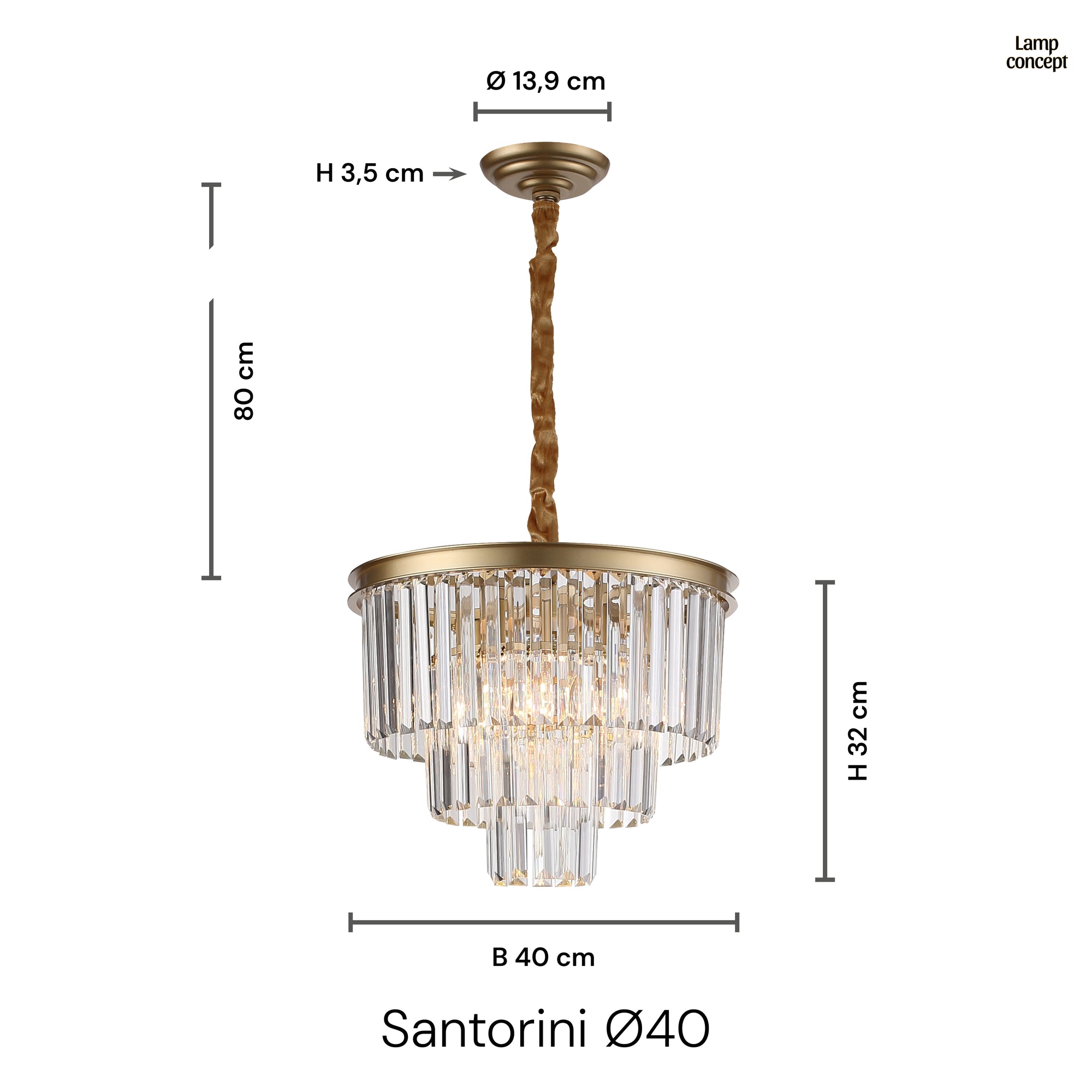 Santorini Ljuskrona Ø40 Klar
