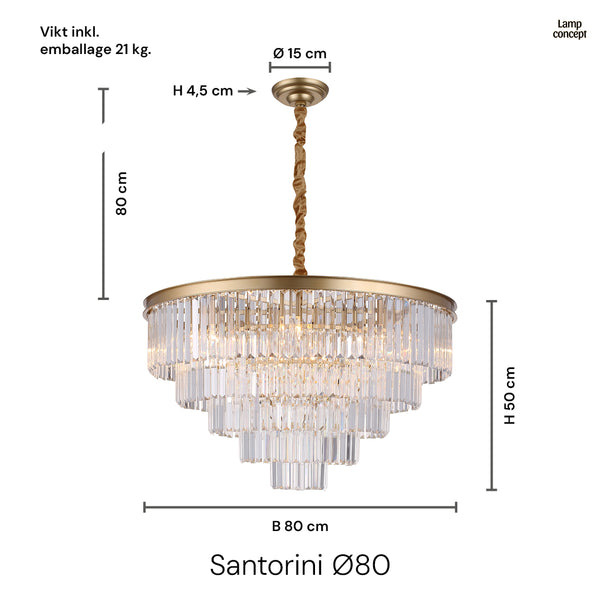 Santorini Ljuskrona Ø80 Klar