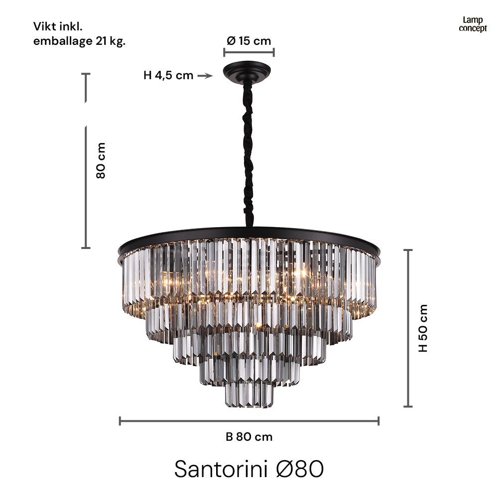 Santorini Ljuskrona Ø80 Smoke