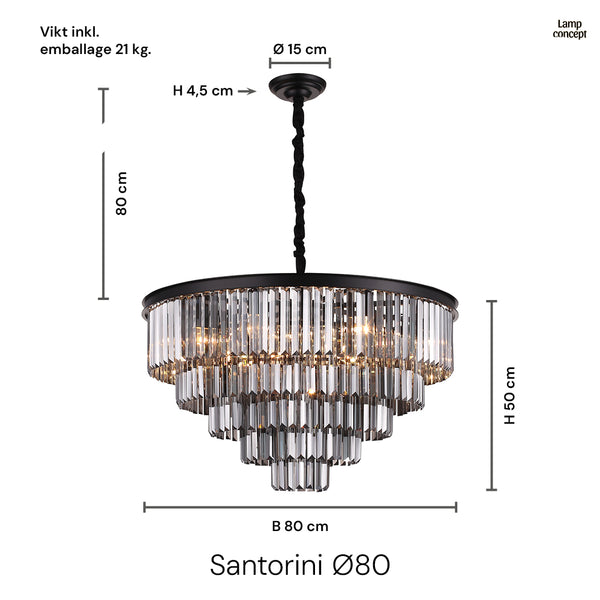 Santorini Ljuskrona Ø80 Smoke