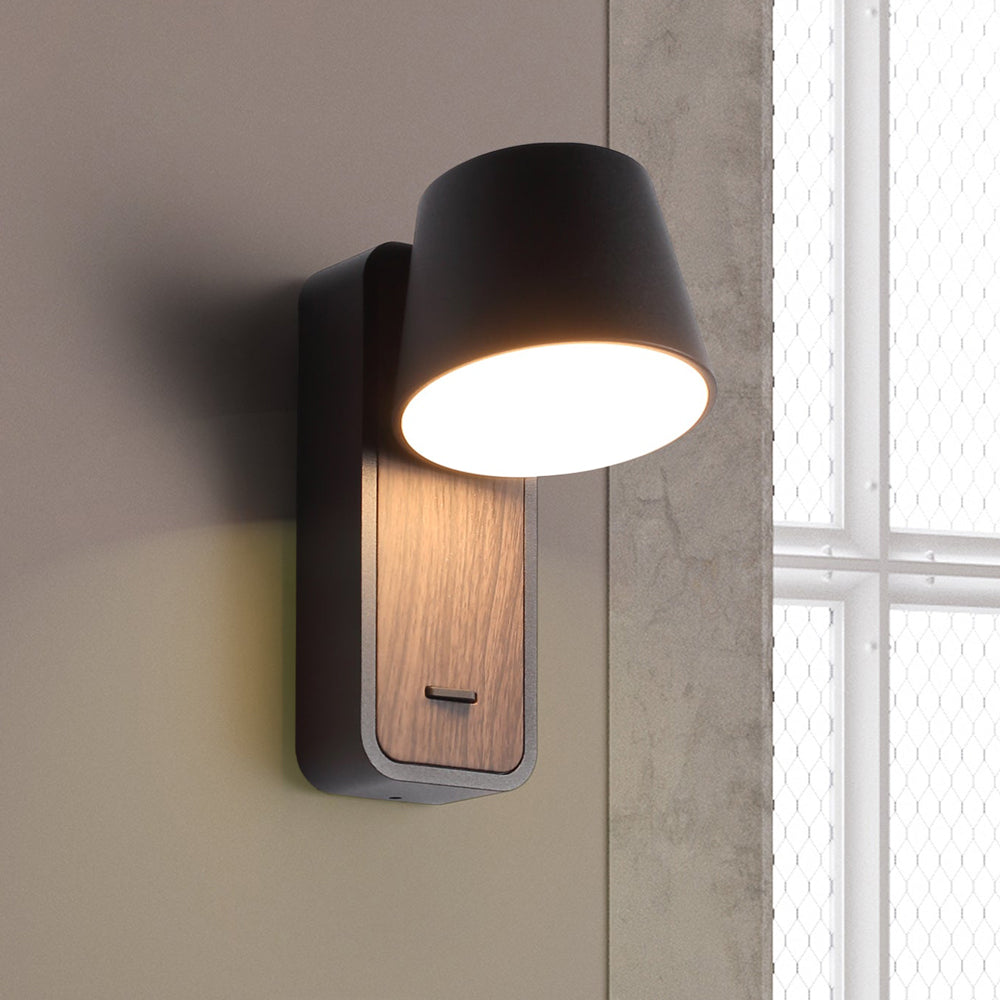 Torino Vägglampa Svart/Trälook