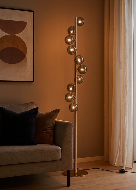 Trento Golvlampa Mässing/Rökfärgad-Lampconcept.se