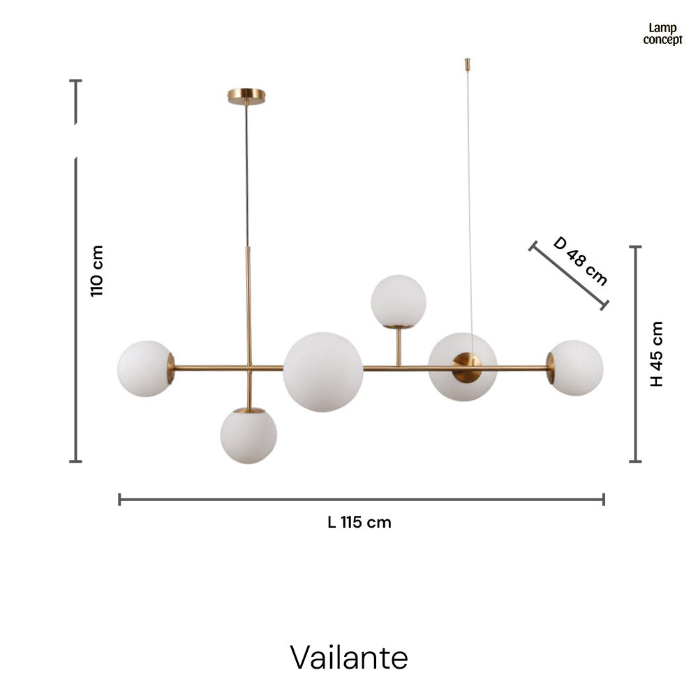 Vailante Långbordtaklampa Krom/Opal