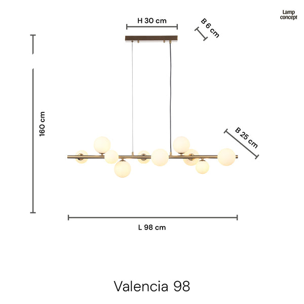 Valencia Långbordstaklampa Mässing/Amber