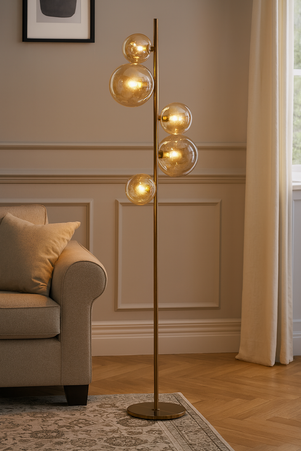 Valencia Golvlampa Mässing/Amber