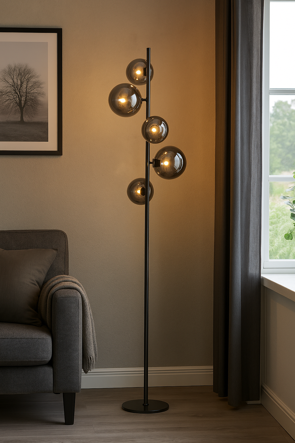 Valencia Golvlampa Titanium/Smoke