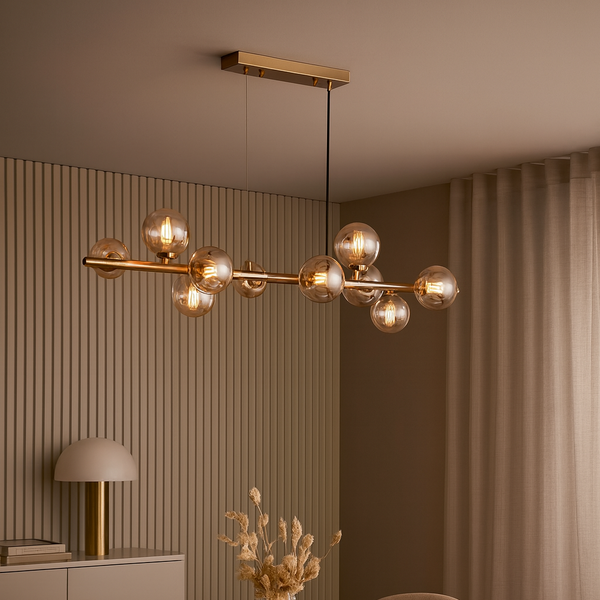 Valencia Långbordstaklampa Mässing/Amber