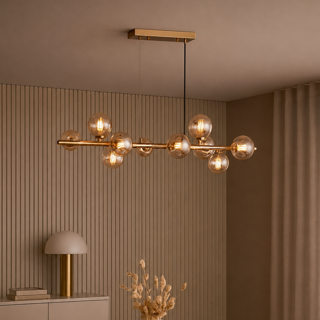 Valencia Långbordstaklampa Mässing/Amber