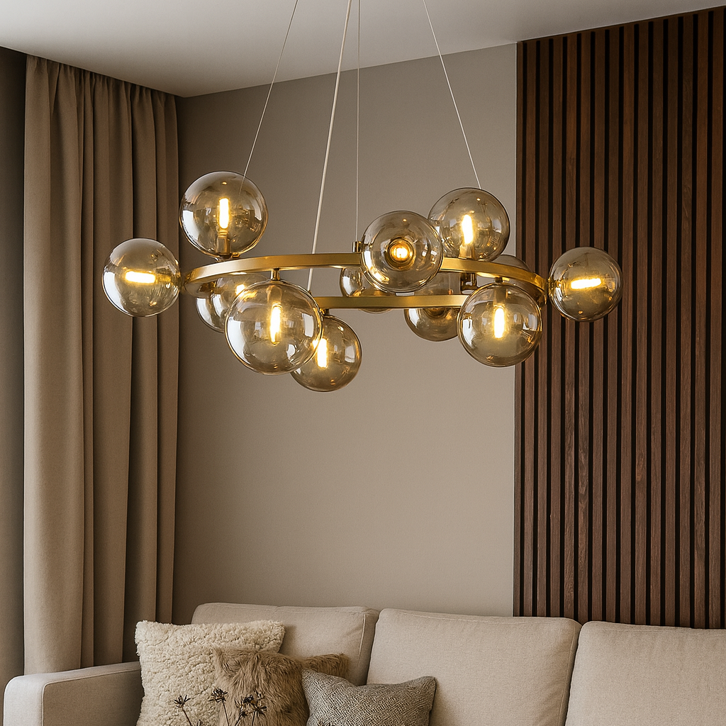 Valencia Ljuskrona Mässing/Amber