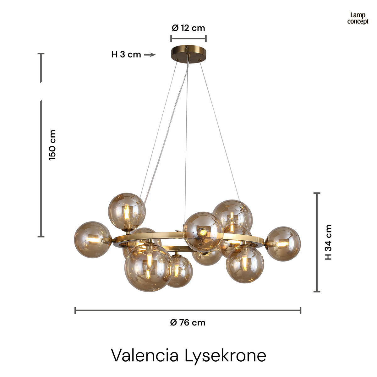 Valencia Ljuskrona Mässing/Amber