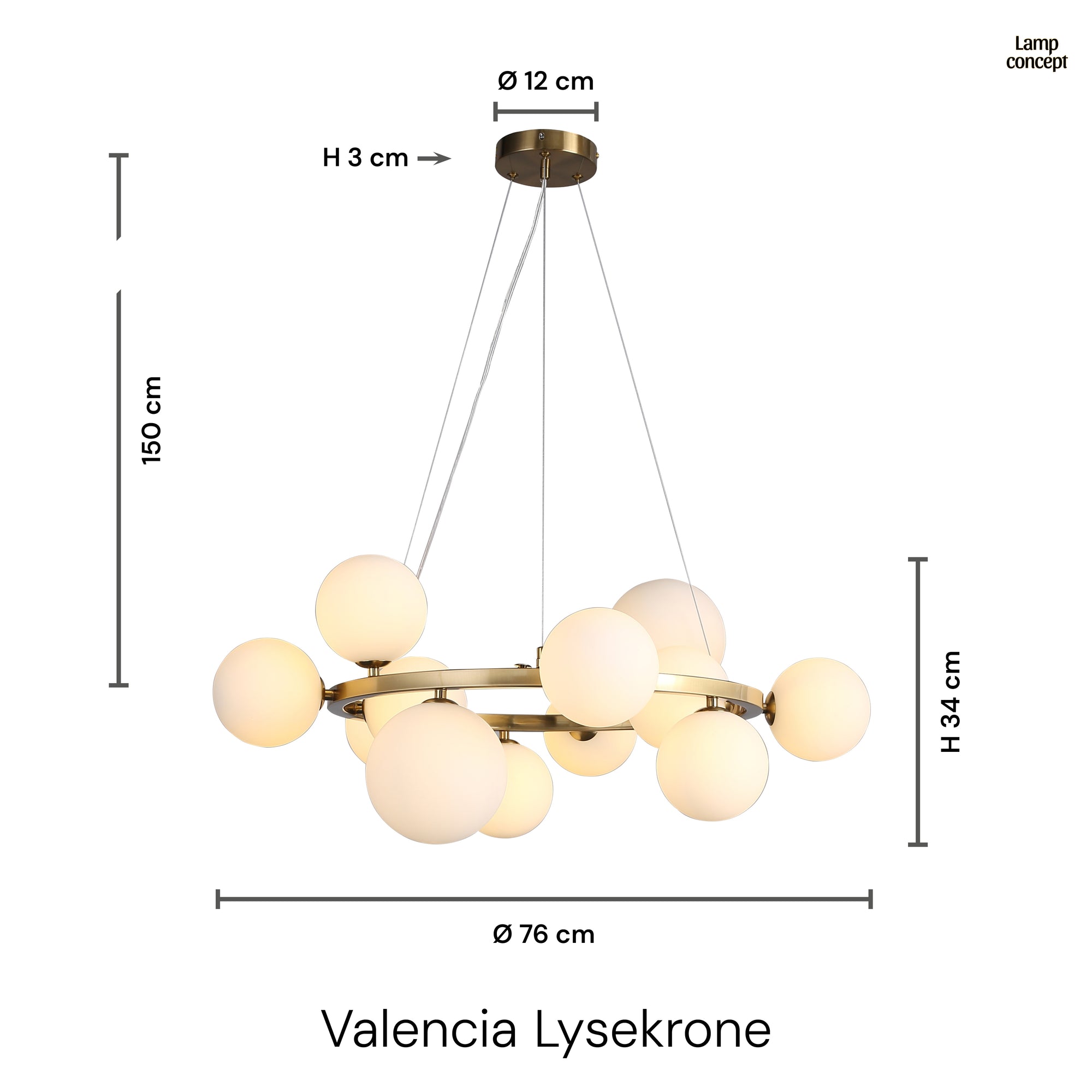 Valencia Ljuskrona Mässing/Opal