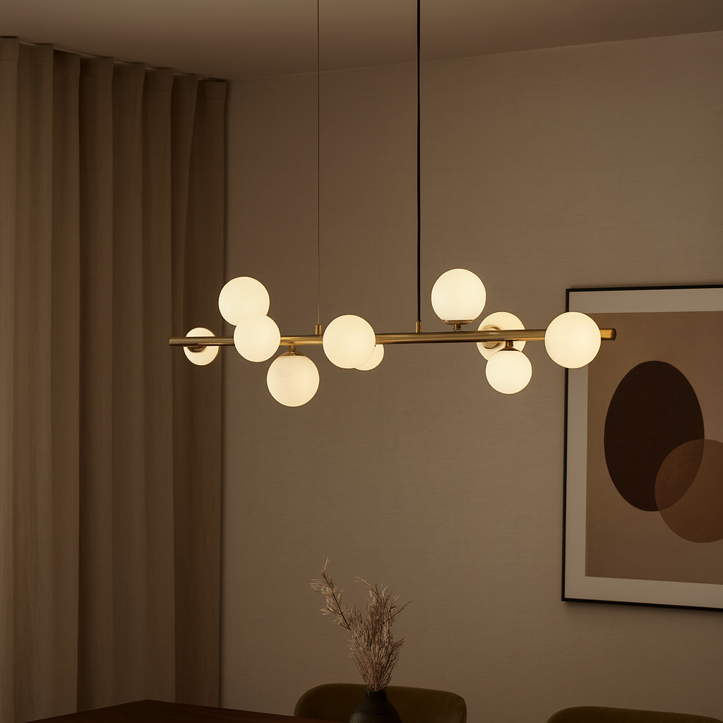 Valencia Långbordstaklampa Mässing/Opal