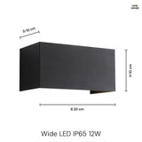 Wide IP54 12W Utomhus Vägglampa Svart-Lampconcept.se