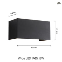 Wide IP54 12W Utomhus Vägglampa Svart-Lampconcept.se