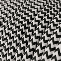 Textilkabel Svart/Vit Zig Zag-Lampconcept.se
