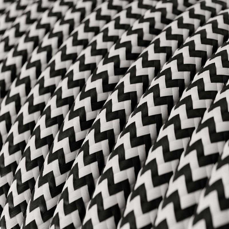 Textilkabel Svart/Vit Zig Zag-Lampconcept.se