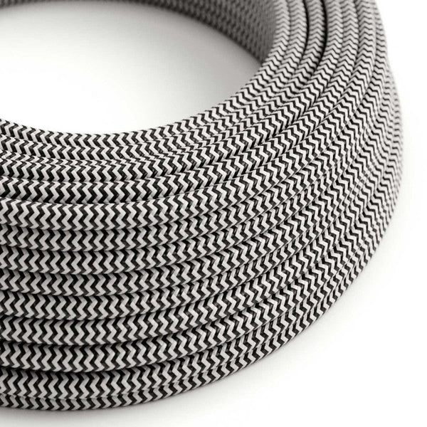 Textilkabel Svart/Vit Zig Zag-Lampconcept.se