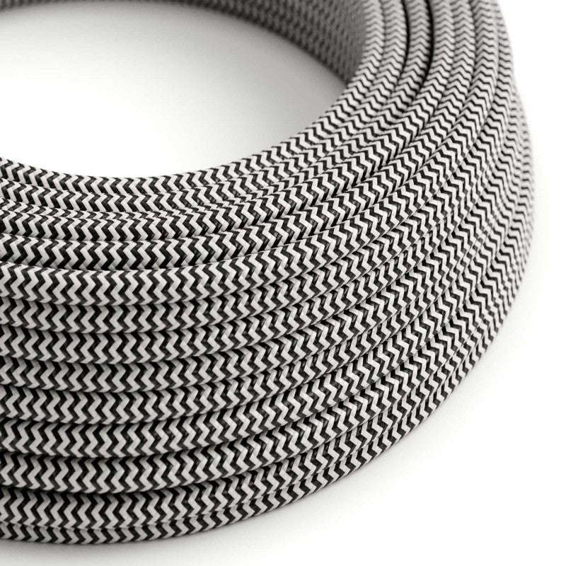 Textilkabel Svart/Vit Zig Zag-Lampconcept.se
