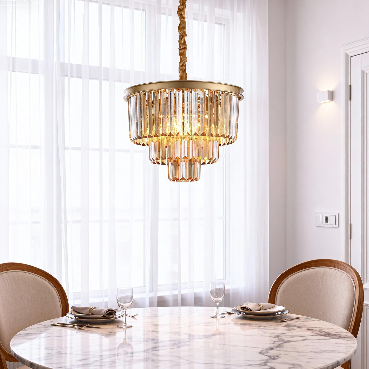 Santorini Ljuskrona Ø40 Amber-Lampconcept.se