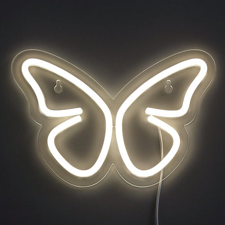 Butterfly Neon Væglampe Varm Hvid