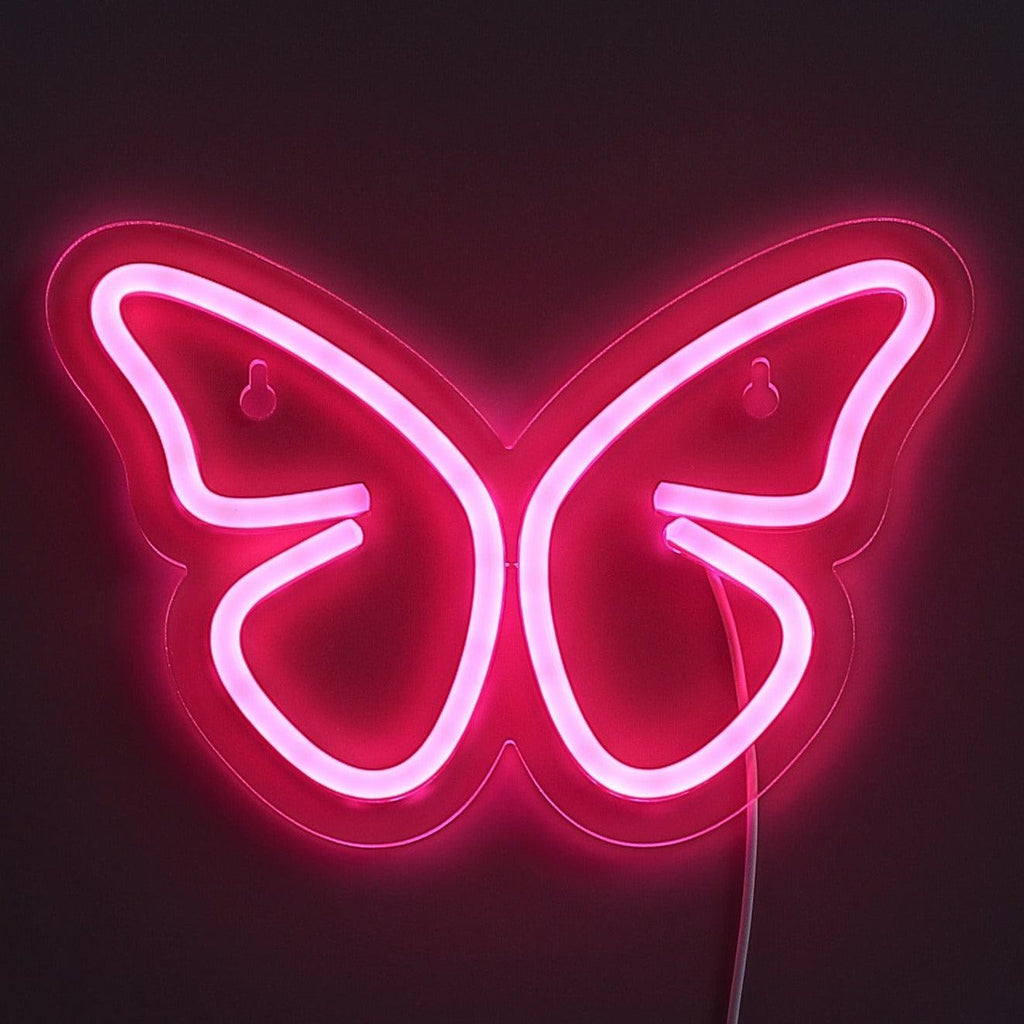 Butterfly Neon Vägglampa Rosa-Lampconcept.se