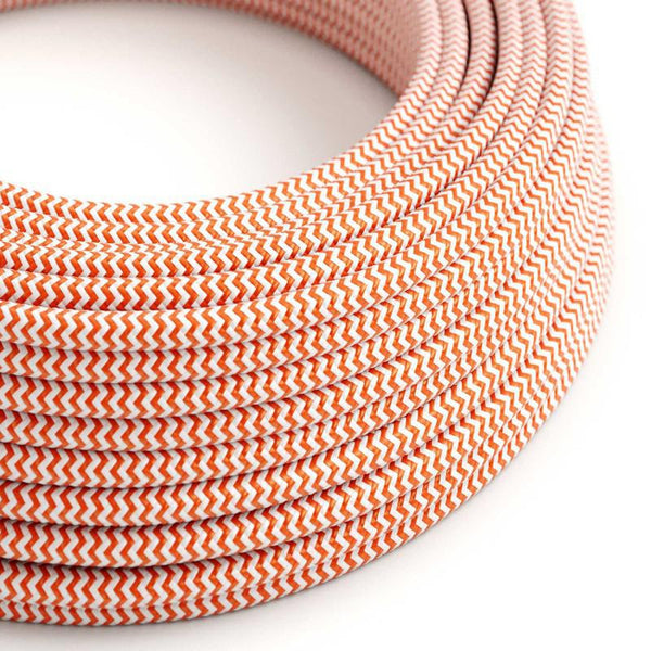 Textilkabel Orange/Vit Randigt-Lampconcept.se