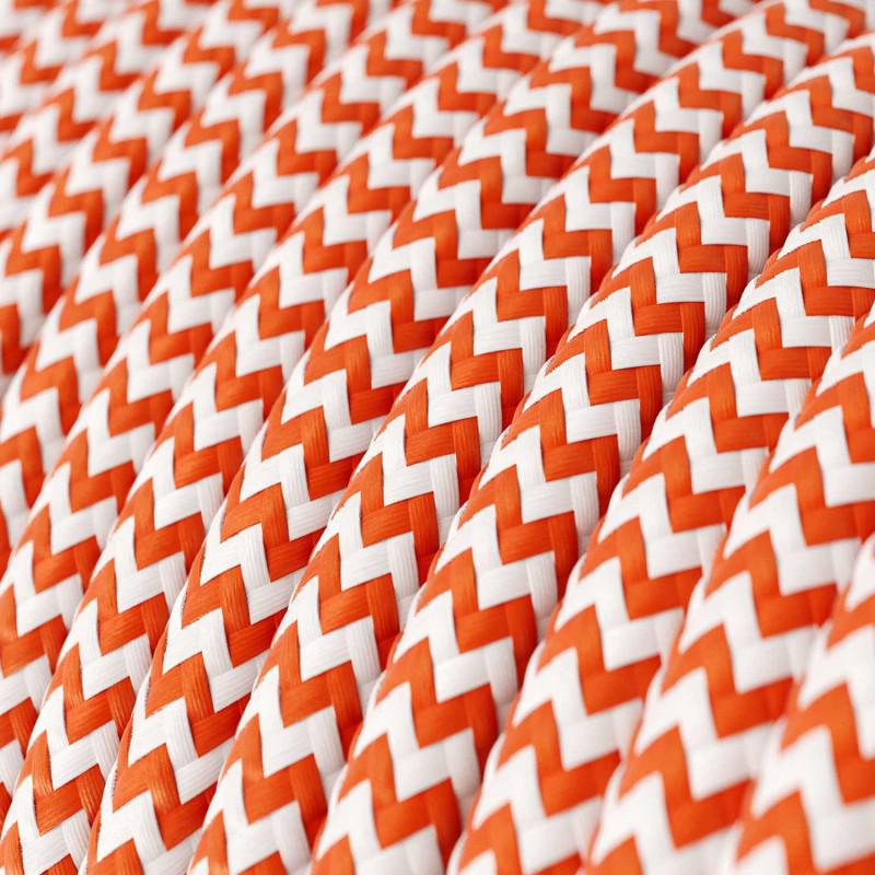 Textilkabel Orange/Vit Randigt-Lampconcept.se