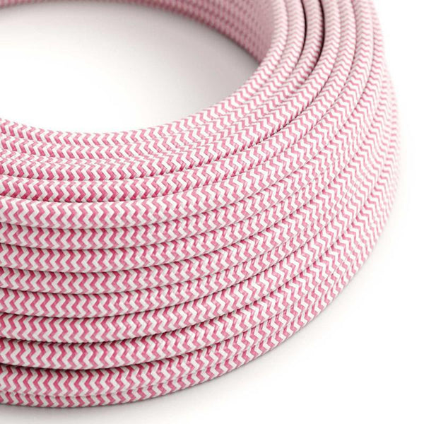 Textilkabel Fuchsia/Vit Randigt-Lampconcept.se