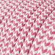 Textilkabel Fuchsia/Vit Randigt