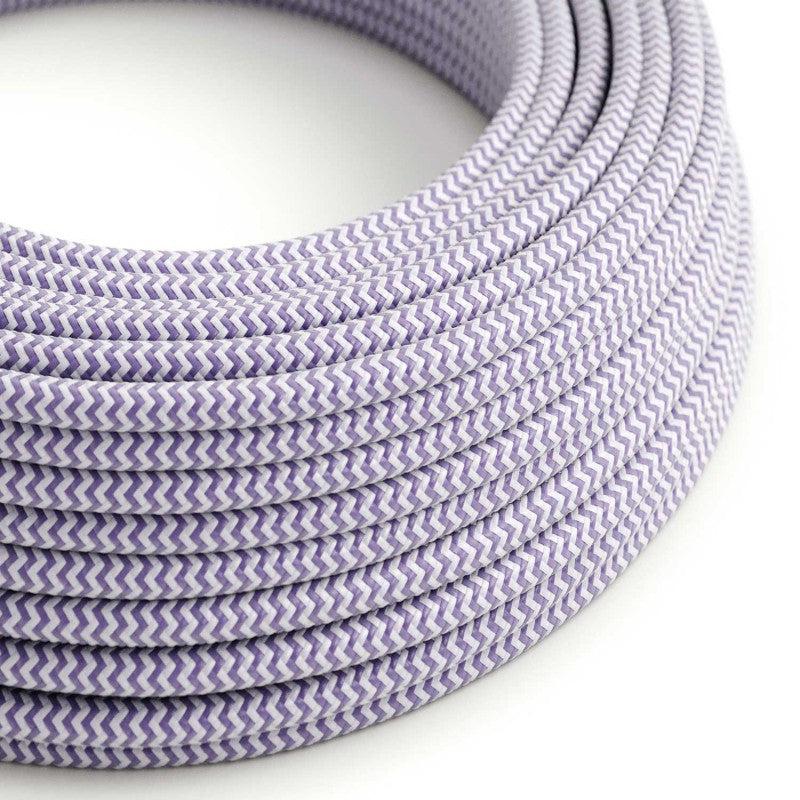 Textilkabel Violett Lila/Vit Randigt-Lampconcept.se