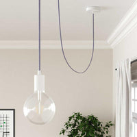 Textilkabel Violett Lila/Vit Randigt-Lampconcept.se