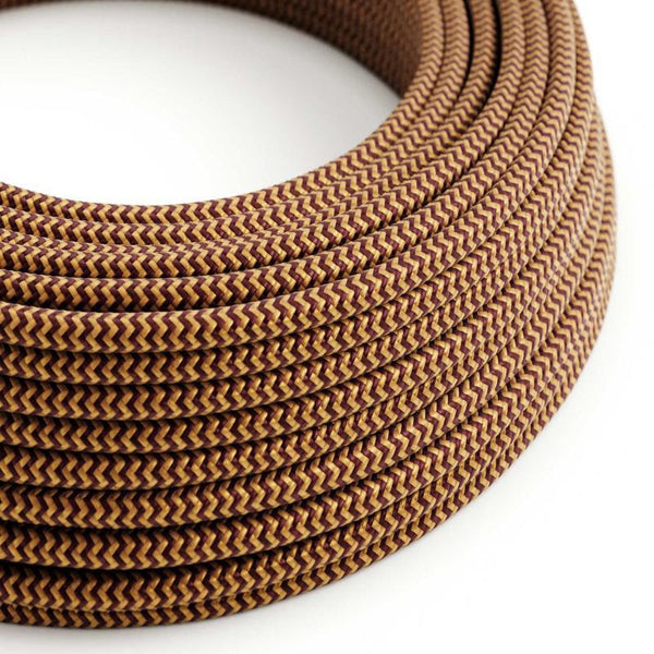 Textilkabel Guld/Burgundy-Lampconcept.se