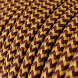 Textilkabel Guld/Burgundy-Lampconcept.se