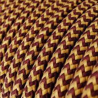 Textilkabel Guld/Burgundy-Lampconcept.se
