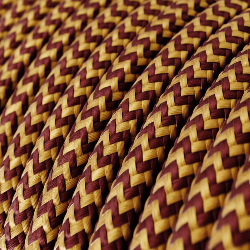 Textilkabel Guld/Burgundy-Lampconcept.se