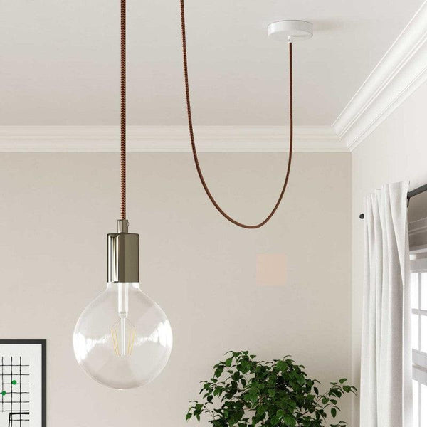 Textilkabel Guld/Burgundy-Lampconcept.se