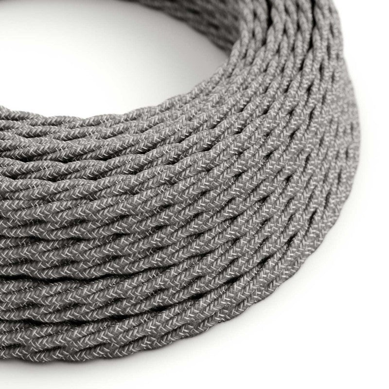 Tvinnad Textilkabel Neutral Grå-Lampconcept.se