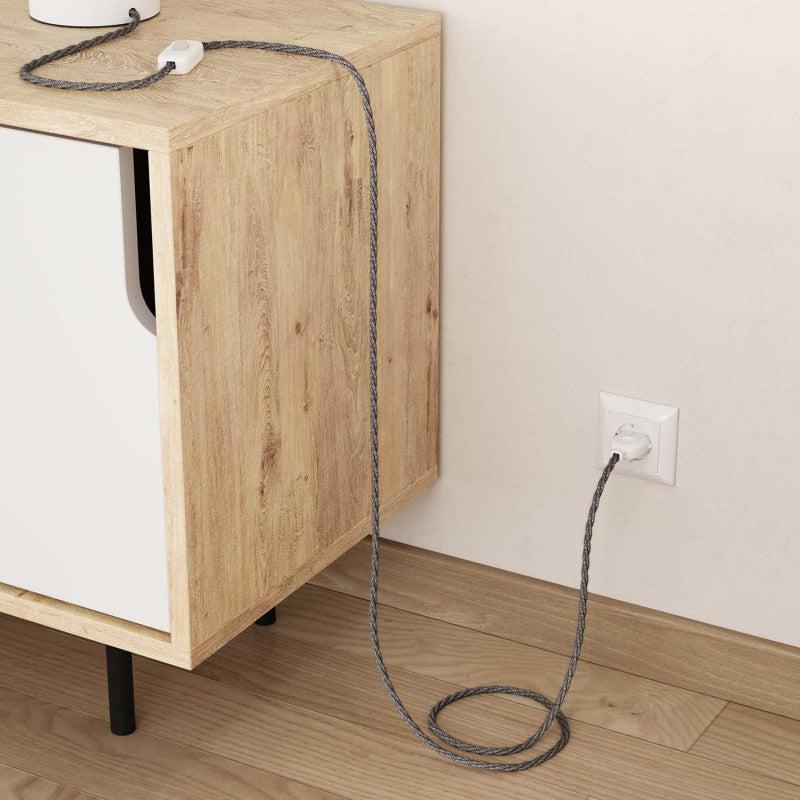 Tvinnad Textilkabel Neutral Grå-Lampconcept.se
