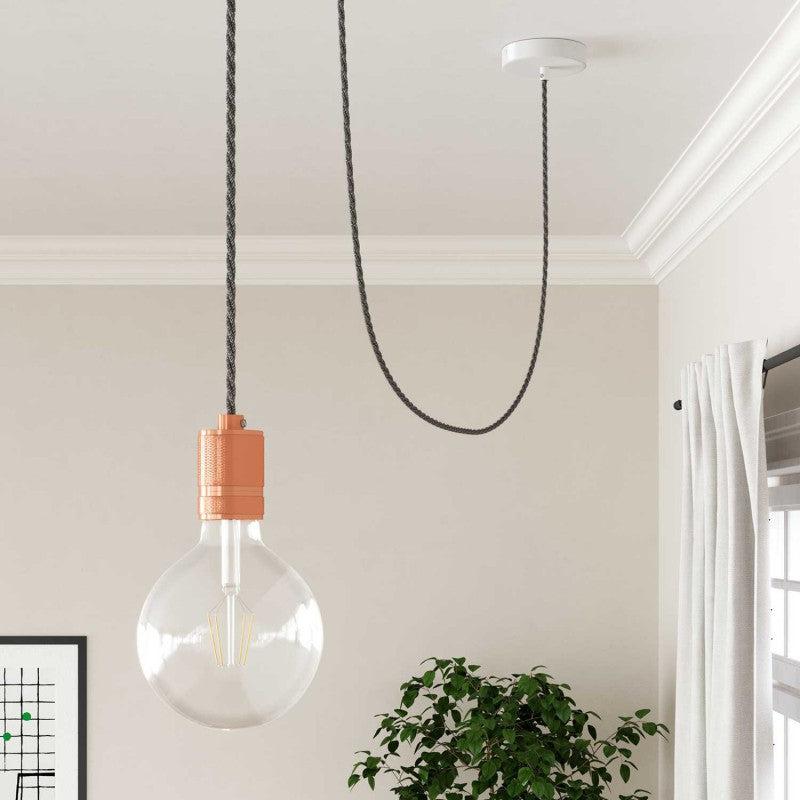 Tvinnad Textilkabel Neutral Grå-Lampconcept.se